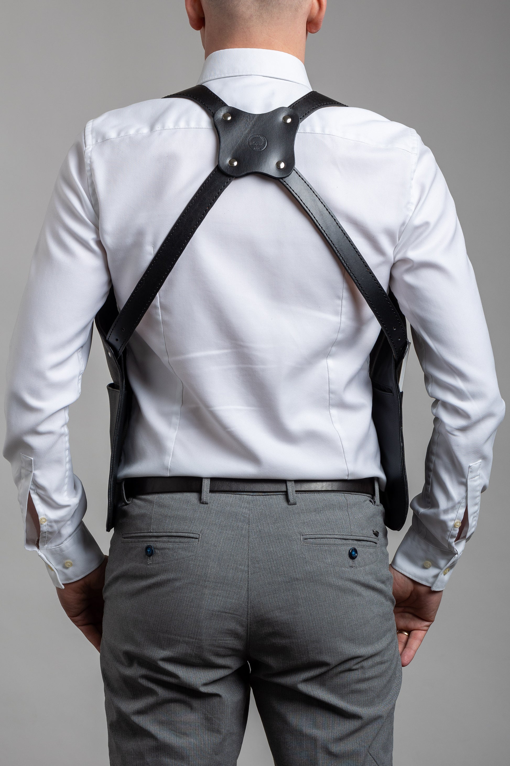 Leather Holster Shoulder Bag with 10 Pockets (4 Fit iPad Size)