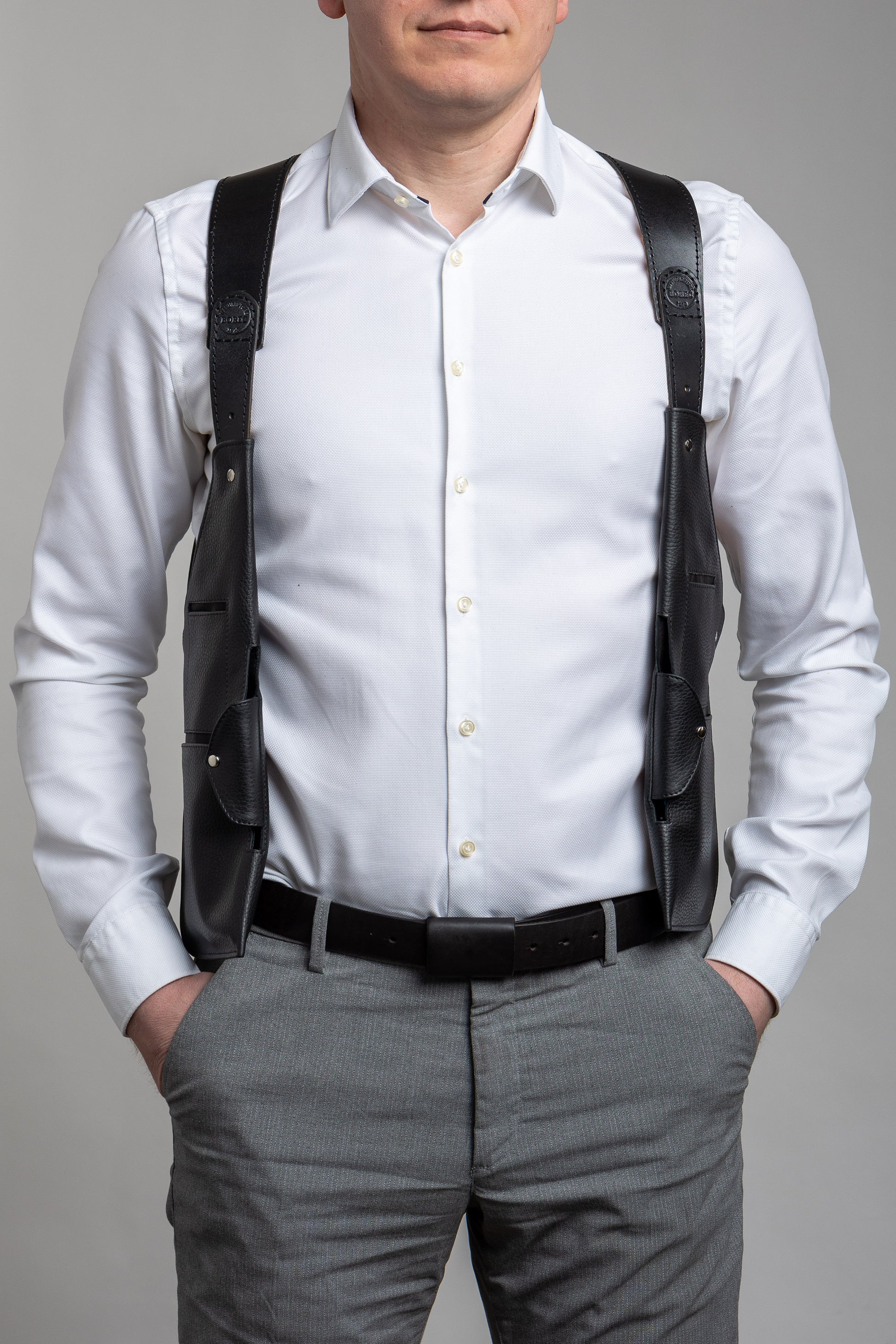 Leather Holster Shoulder Bag with 10 Pockets