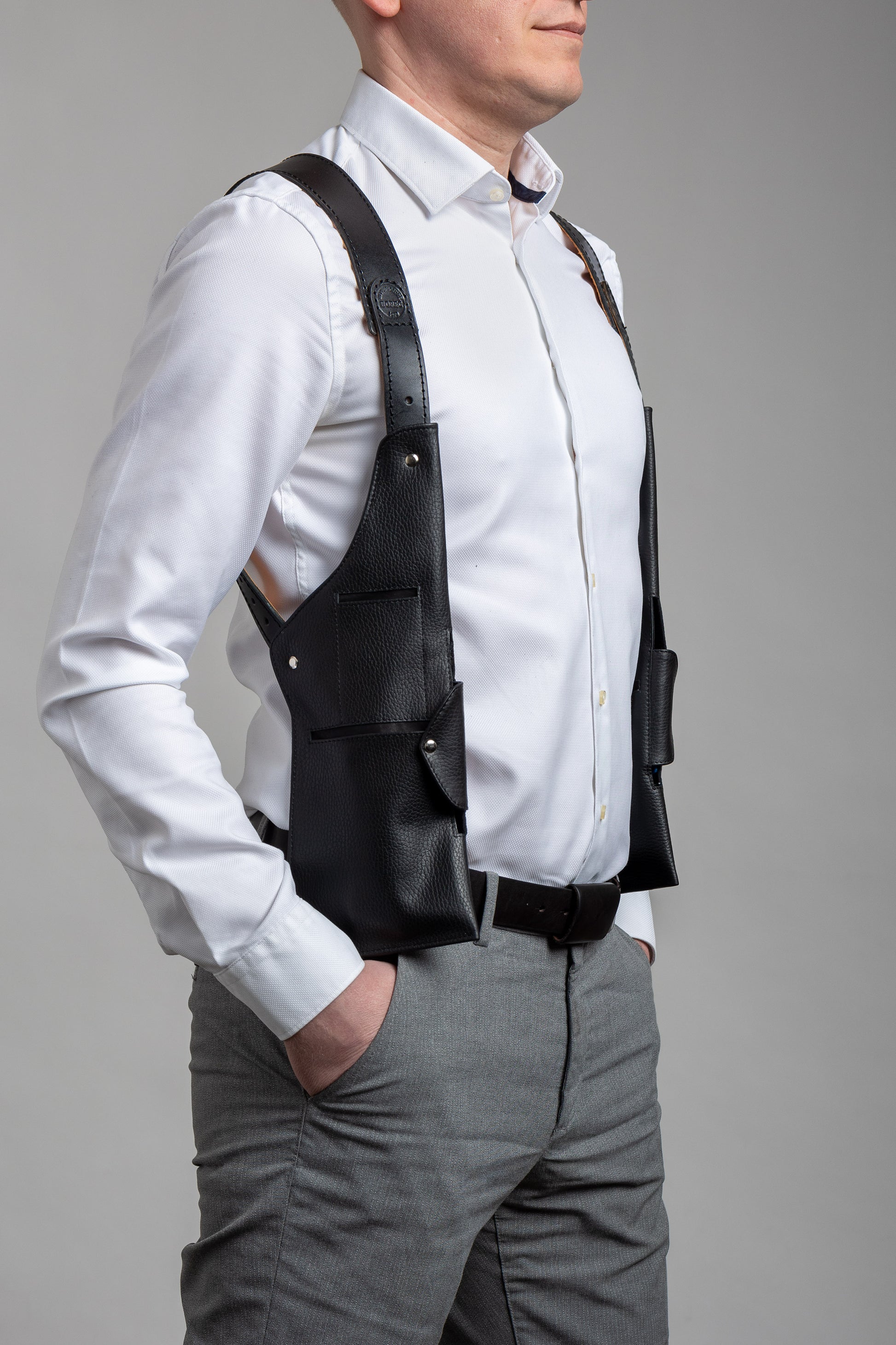 Leather Holster Shoulder Bag with 10 Pockets