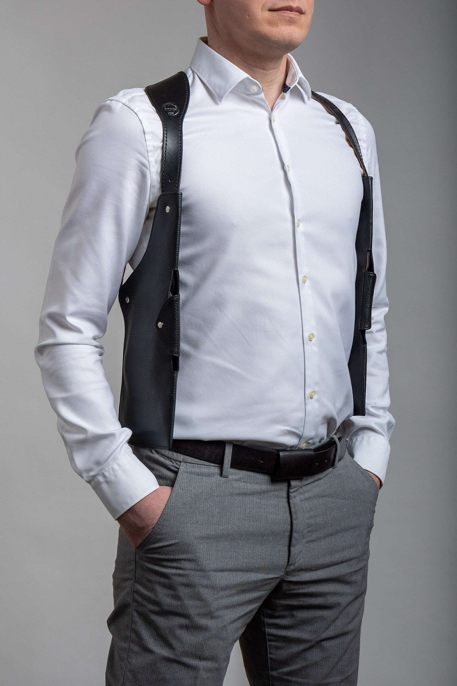 Leather Holster Shoulder Bag with 2 Hidden Pockets