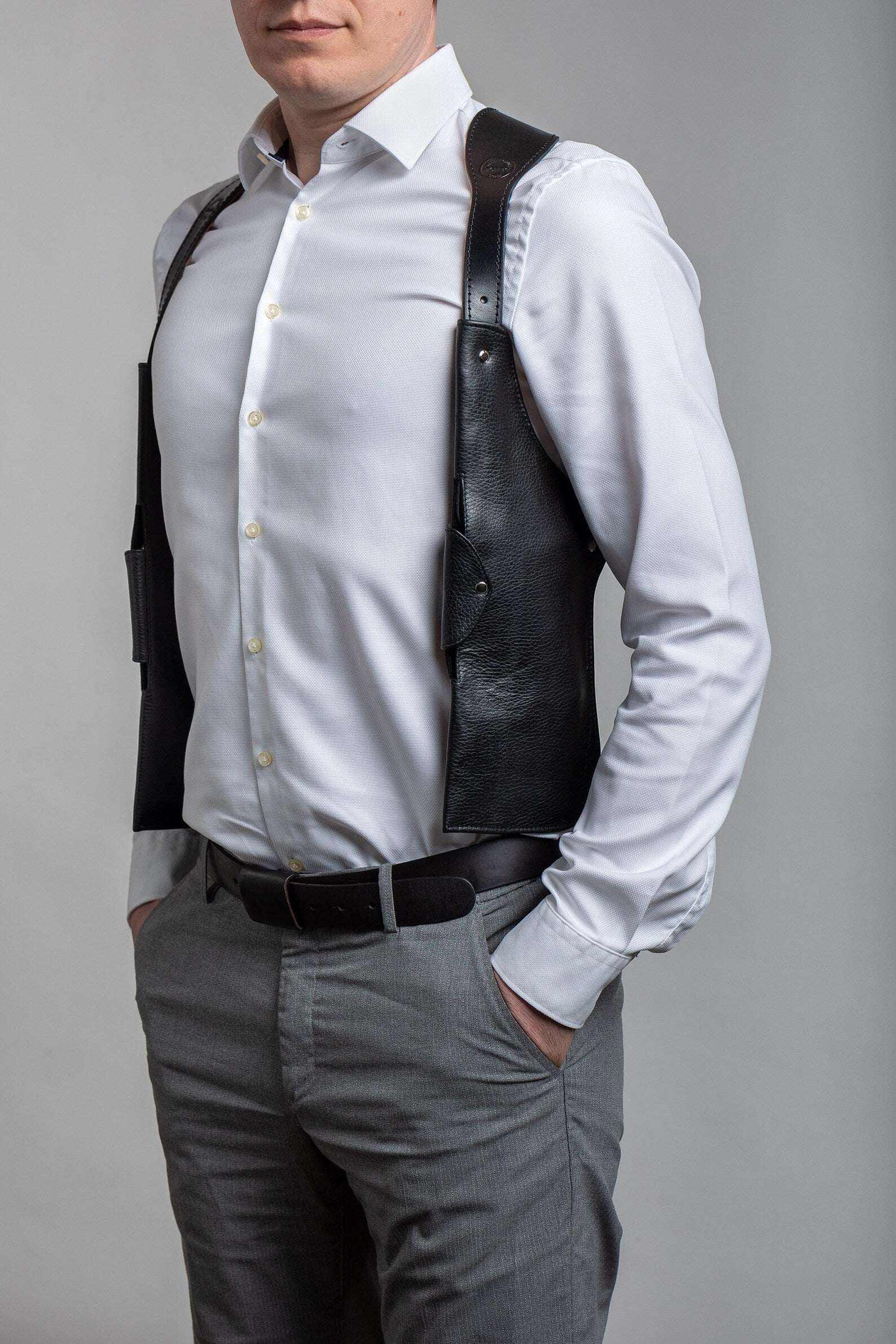 Leather Holster Shoulder Bag with 2 Hidden Pockets