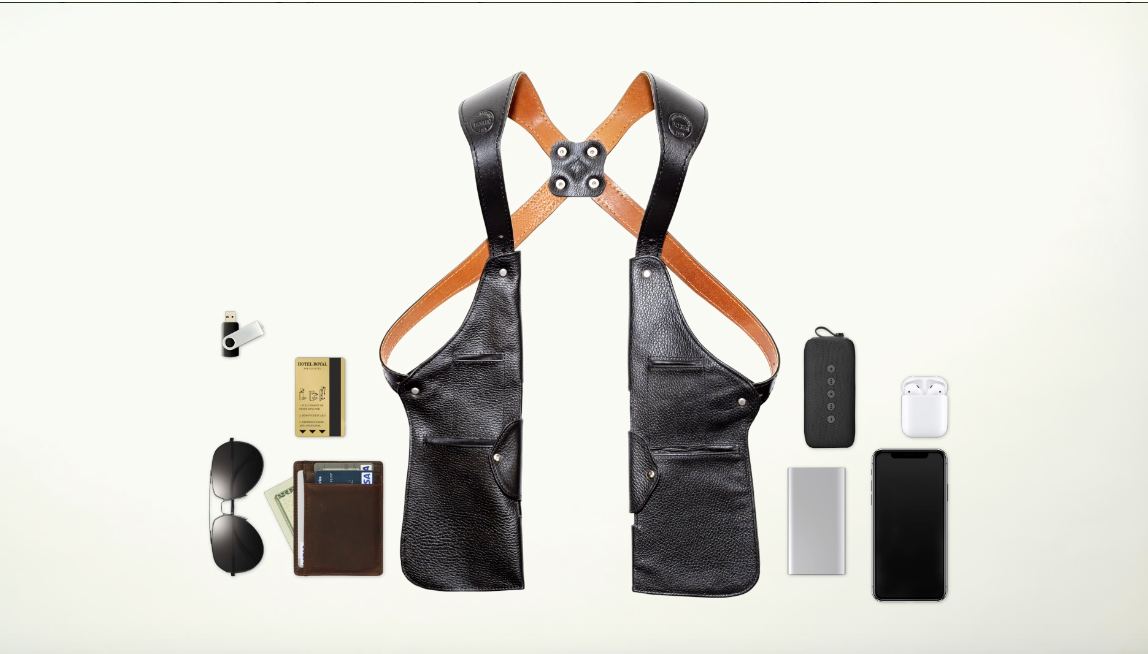 Leather Holster Shoulder Bag with 2 Hidden Pockets