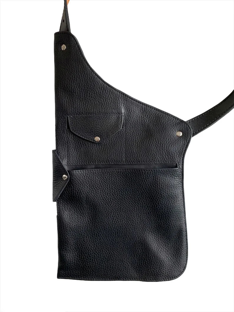 Leather Holster Shoulder Bag with 10 Pockets (4 Fit iPad Size)