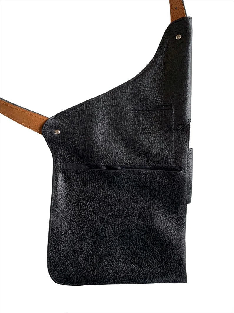 Leather Holster Shoulder Bag with 10 Pockets (4 Fit iPad Size)
