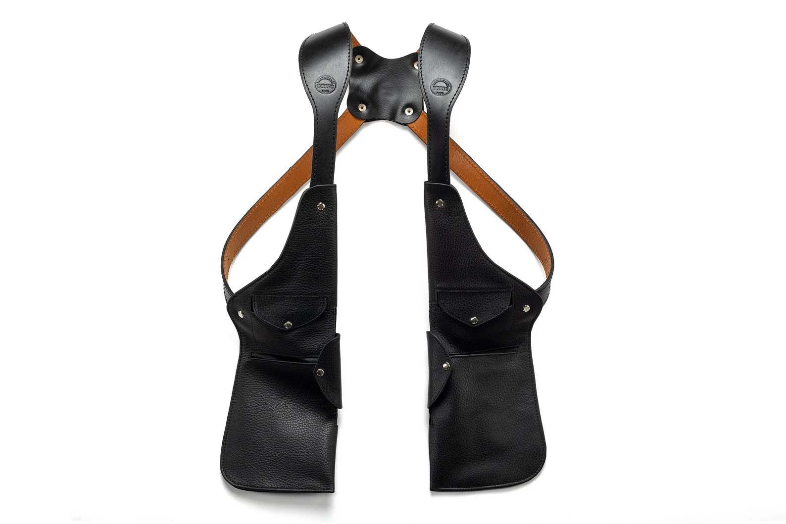 Leather Shoulder Holster Bag with 10 Pockets (2 Closed)
