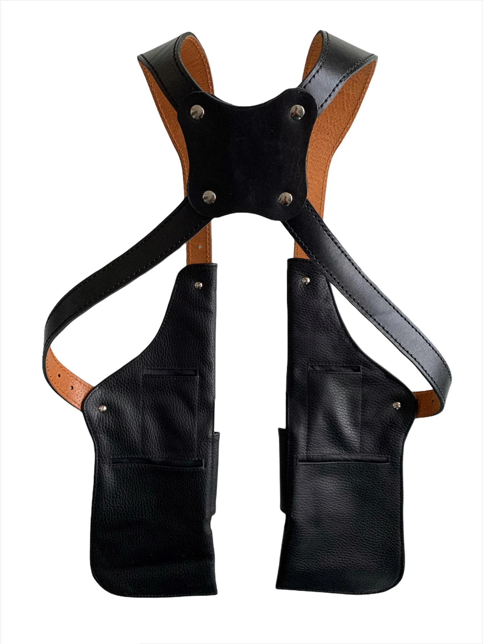 Leather Shoulder Holster Bag with 10 Pockets (2 Closed)