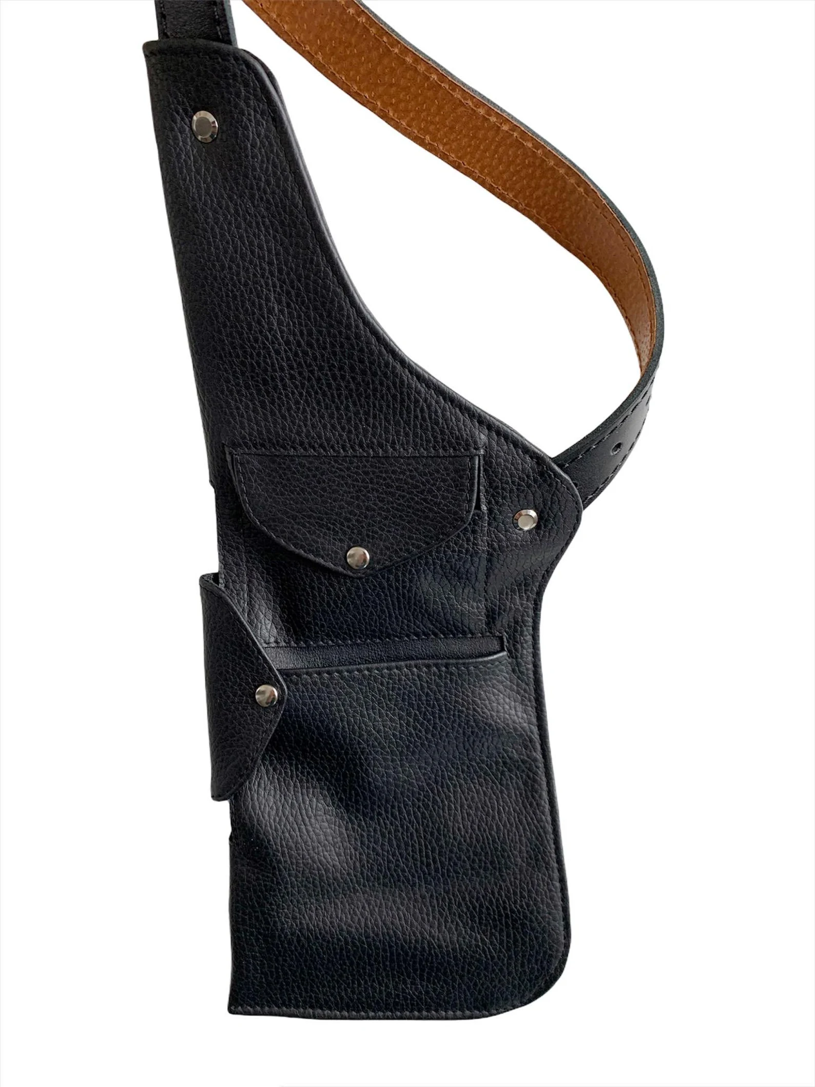 Leather Shoulder Holster Bag with 10 Pockets (2 Closed)
