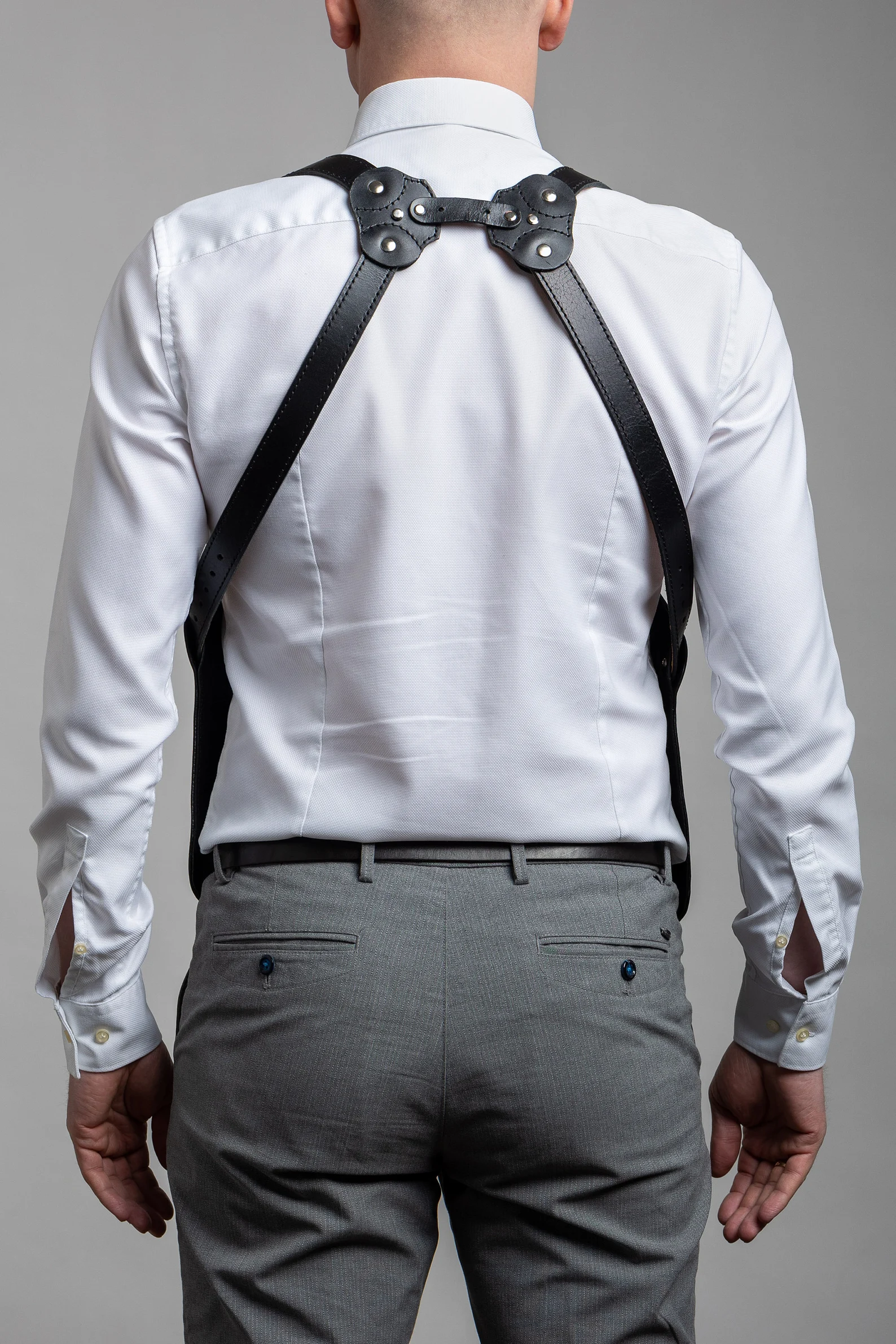 Leather Shoulder Holster Bag with 10 Pockets (2 Closed)