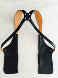 Leather Holster Shoulder Bag Xternal Pocket Black